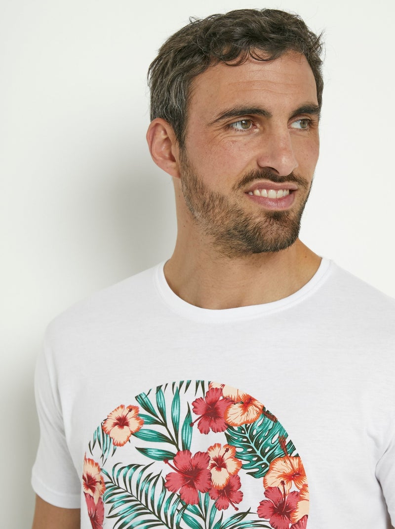 Camiseta de manga corta con estampado exótico Blanco - Kiabi