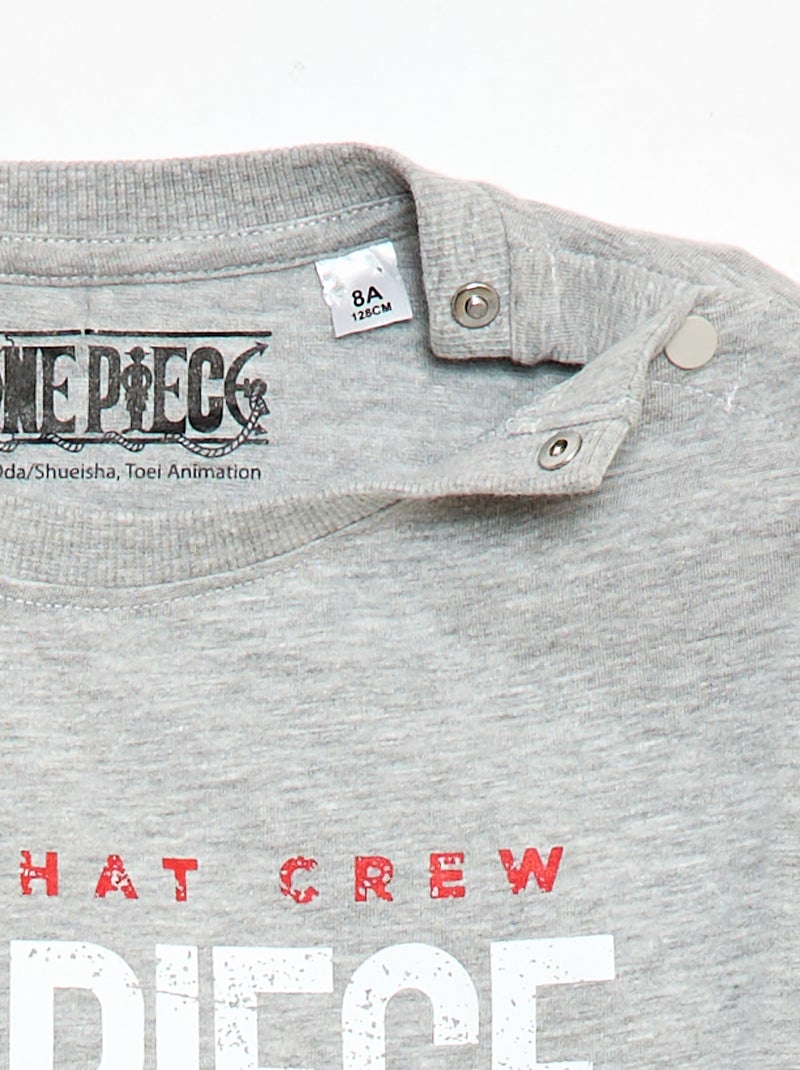 Camiseta de manga corta con estampado 'Luffy - One Piece' Gris - Kiabi