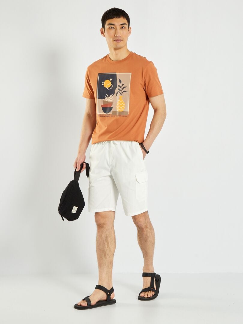 Camiseta de manga corta con estampado naranja óxido - Kiabi