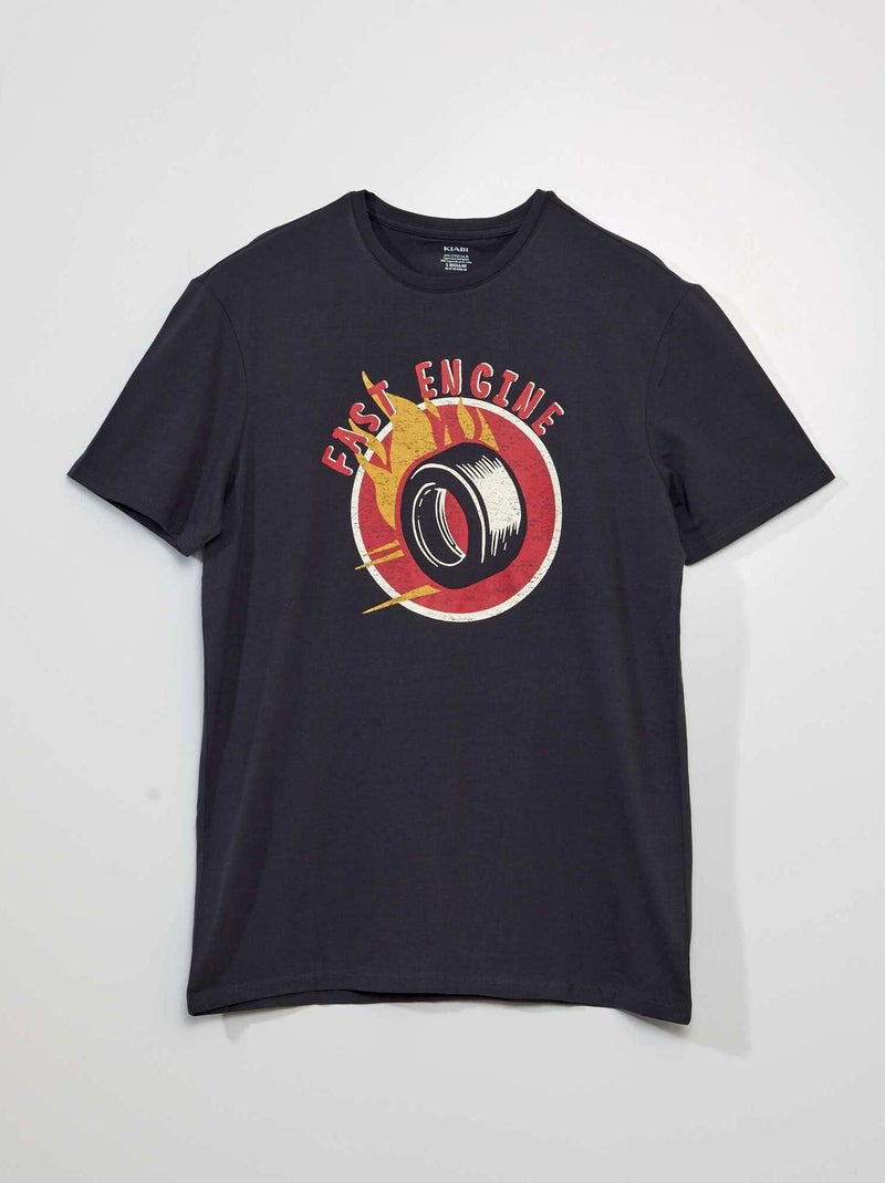 Camiseta de manga corta con estampado NEGRO - Kiabi