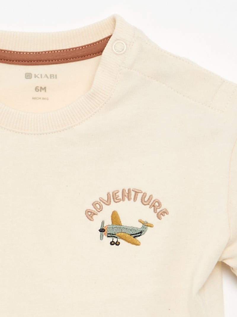 Camiseta de manga corta con estampado original Beige - Kiabi