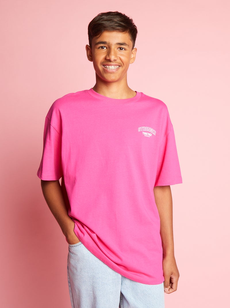 Camiseta de manga corta con estampado ROSA - Kiabi