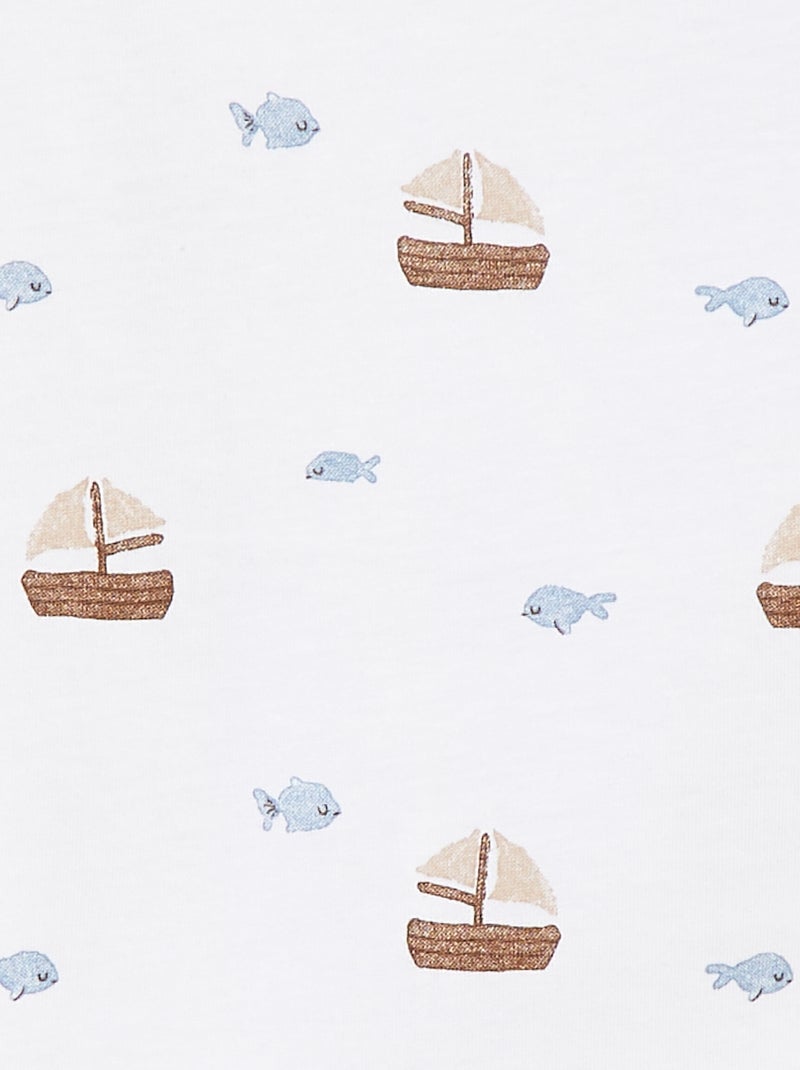 Camiseta de manga corta con estampados y abertura en el hombro BLANCO - Kiabi