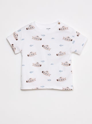 Camiseta de manga corta con estampados y abertura en el hombro