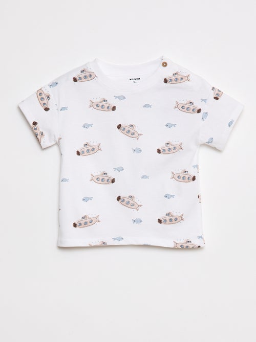 Camiseta de manga corta con estampados y abertura en el hombro - Kiabi