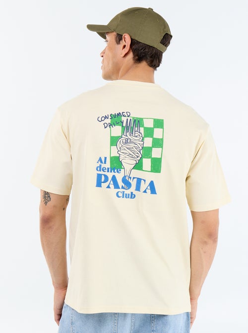 Camiseta de manga corta con estampados y bordados por delante y por detrás - Kiabi