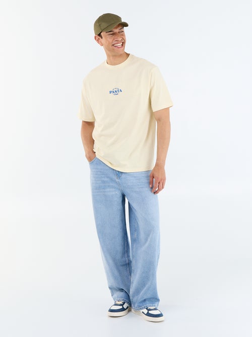 Camiseta de manga corta con estampados y bordados por delante y por detrás - Kiabi