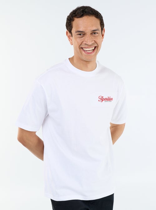 Camiseta de manga corta con estampados y bordados por delante y por detrás - Kiabi