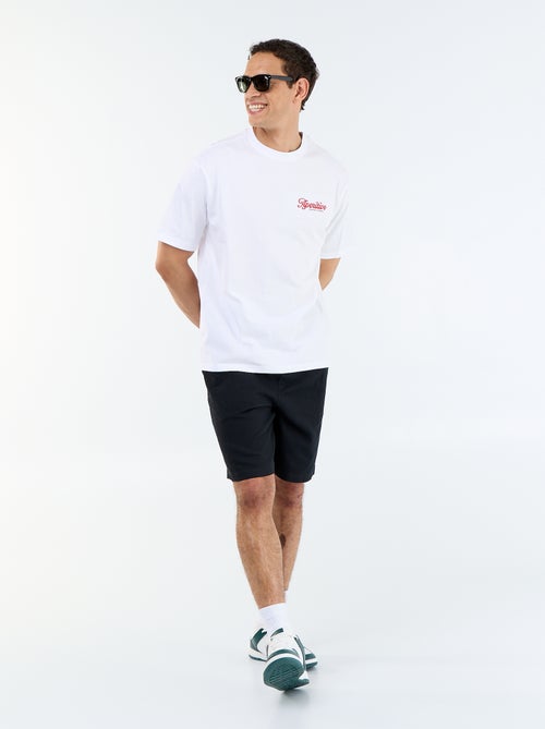 Camiseta de manga corta con estampados y bordados por delante y por detrás - Kiabi