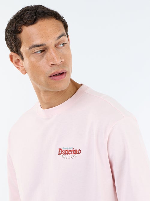 Camiseta de manga corta con estampados y bordados por delante y por detrás - Kiabi