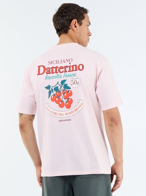 Camiseta de manga corta con estampados y bordados por delante y por detrás - Kiabi