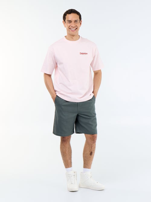 Camiseta de manga corta con estampados y bordados por delante y por detrás - Kiabi