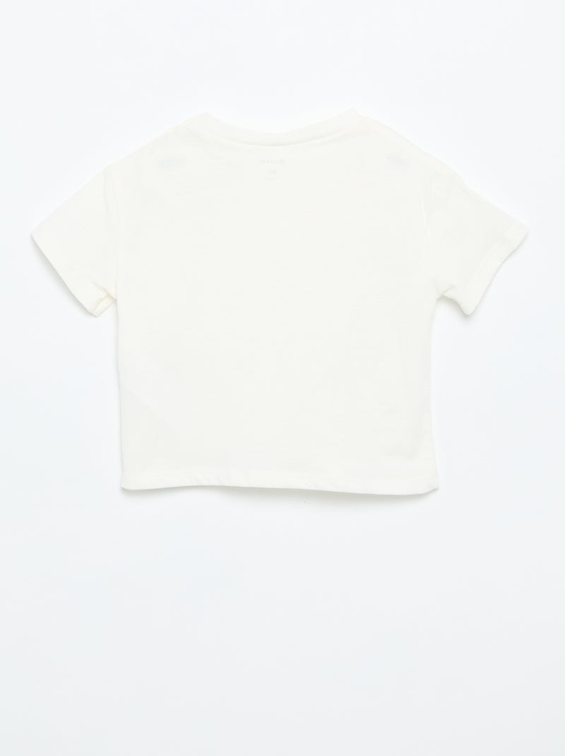 Camiseta de manga corta con flores en el hombro Blanco - Kiabi