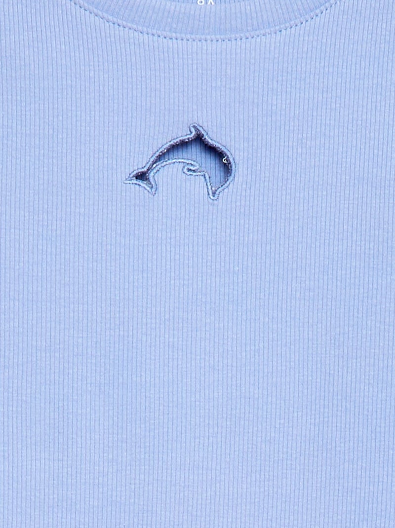 Camiseta de manga corta con forma calada Azul - Kiabi