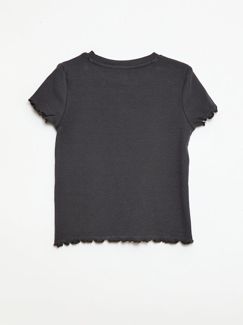 Camiseta de manga corta con forma calada Negro - Kiabi