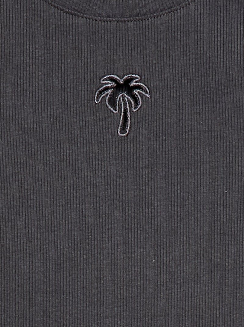 Camiseta de manga corta con forma calada Negro - Kiabi