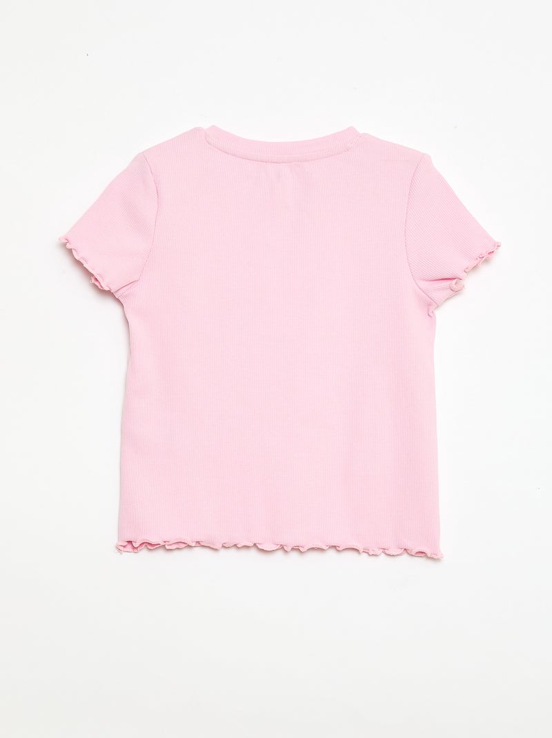 Camiseta de manga corta con forma calada Rosa - Kiabi