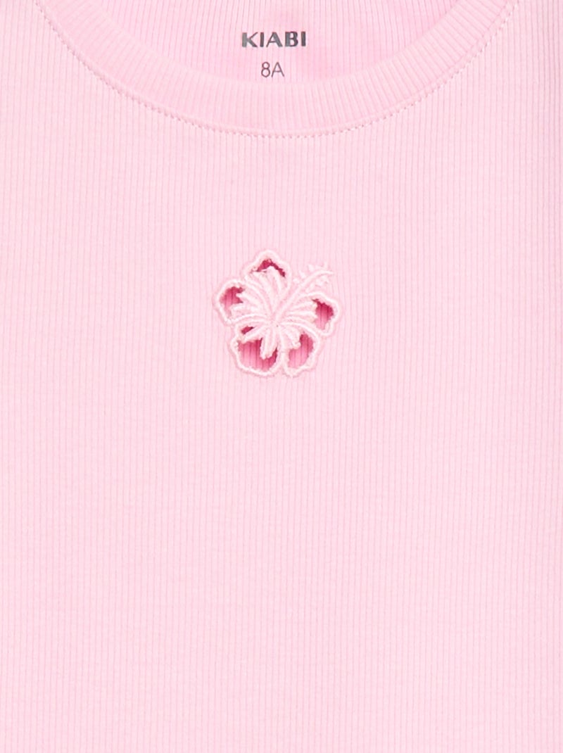 Camiseta de manga corta con forma calada Rosa - Kiabi