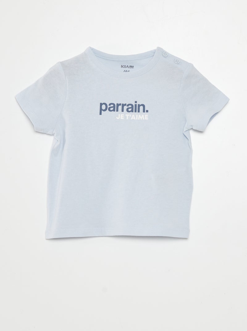 Camiseta de manga corta con inscripción AZUL - Kiabi