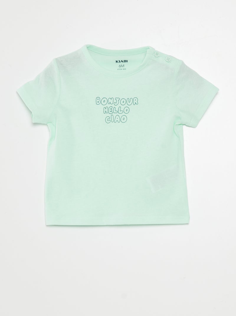 Camiseta de manga corta con inscripción AZUL - Kiabi