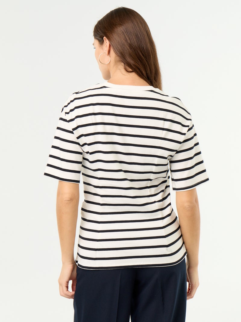 Camiseta de manga corta con joya de concha Blanco - Kiabi