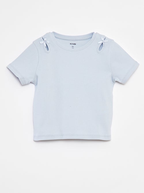 Camiseta de manga corta con lazos decorativos - Kiabi