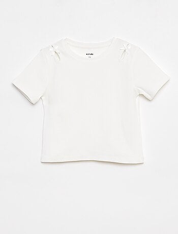 Camiseta de manga corta con lazos decorativos