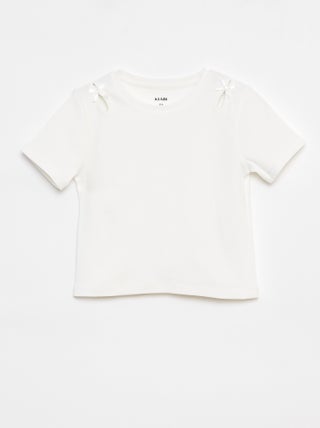 Camiseta de manga corta con lazos decorativos