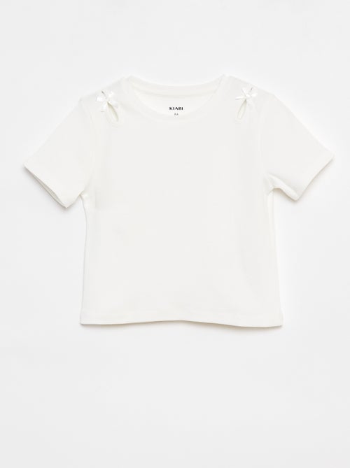 Camiseta de manga corta con lazos decorativos - Kiabi