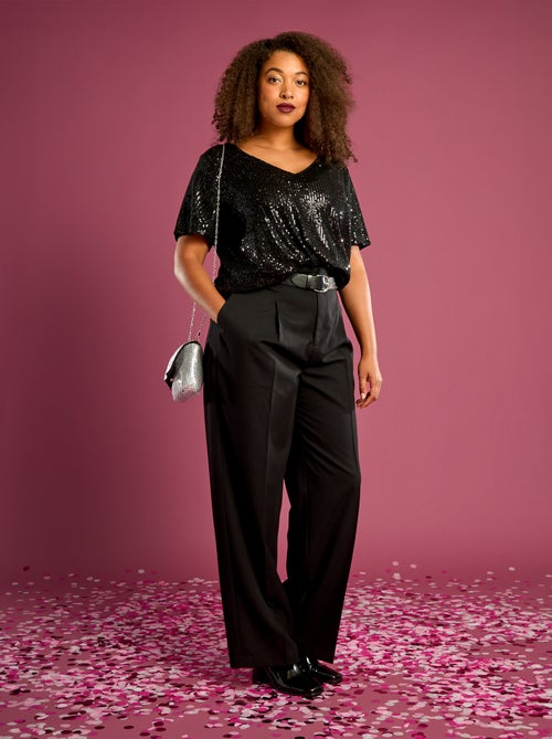 Camiseta de manga corta con lentejuelas - Kiabi