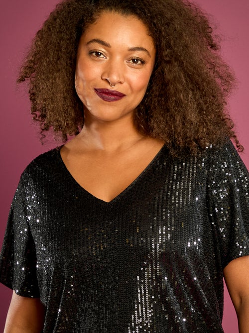 Camiseta de manga corta con lentejuelas - Kiabi