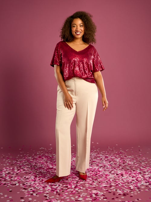 Camiseta de manga corta con lentejuelas - Kiabi