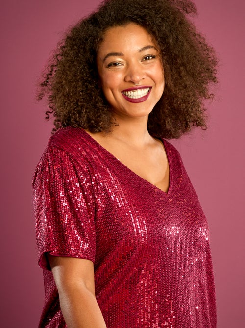 Camiseta de manga corta con lentejuelas - Kiabi