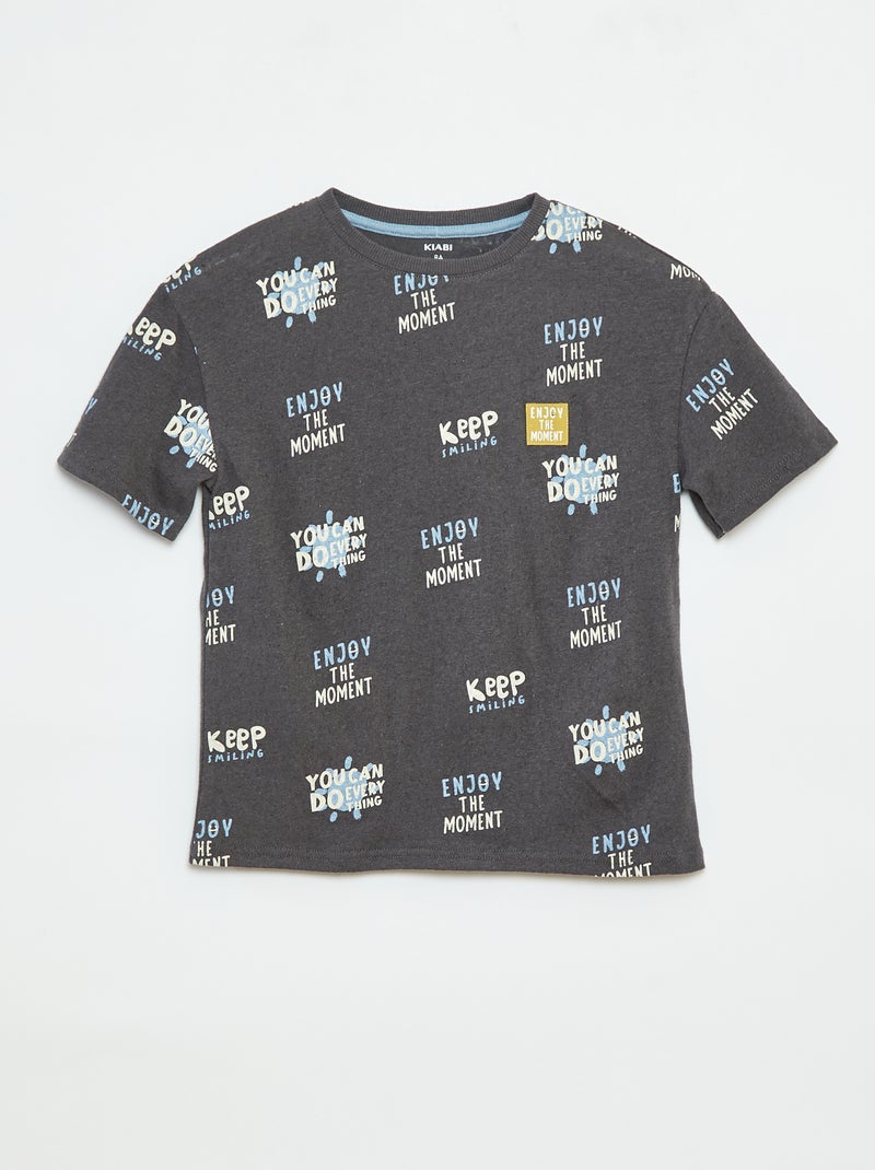Camiseta de manga corta con motivo Negro - Kiabi