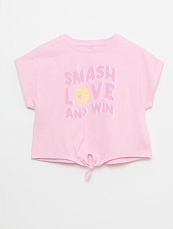 Camiseta de manga corta con nudo en la base