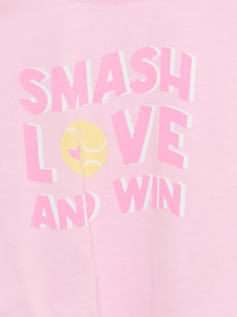 Camiseta de manga corta con nudo en la base Rosa - Kiabi