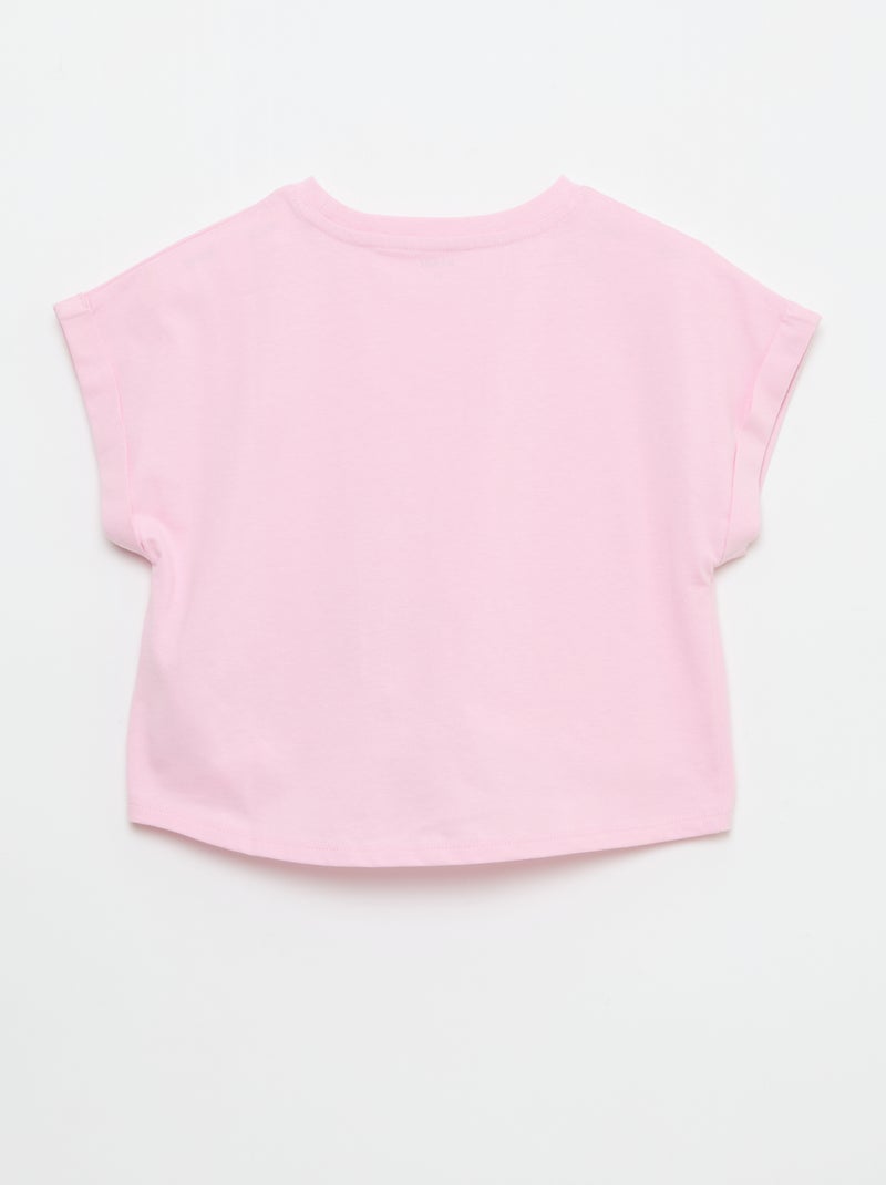 Camiseta de manga corta con nudo en la base Rosa - Kiabi