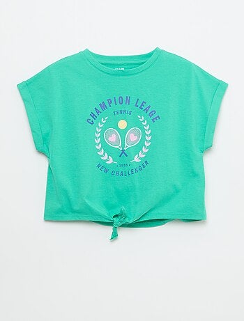 Camiseta de manga corta con nudo en la base