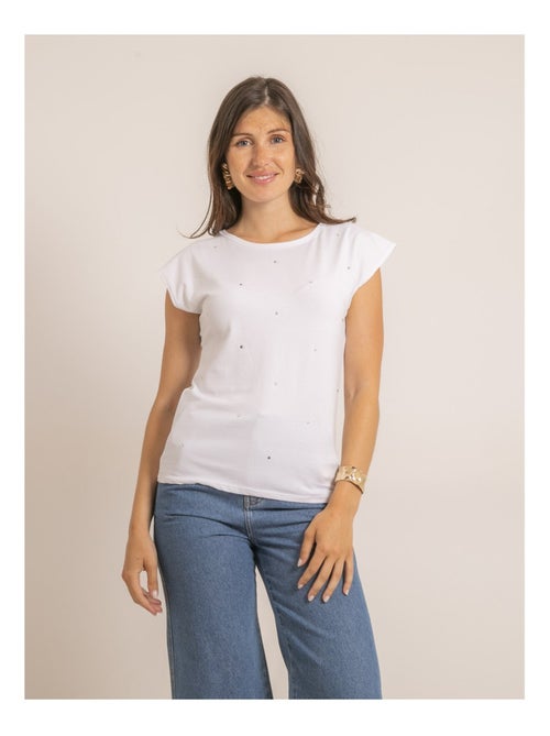 Camiseta de manga corta con strass FANIA - Kiabi