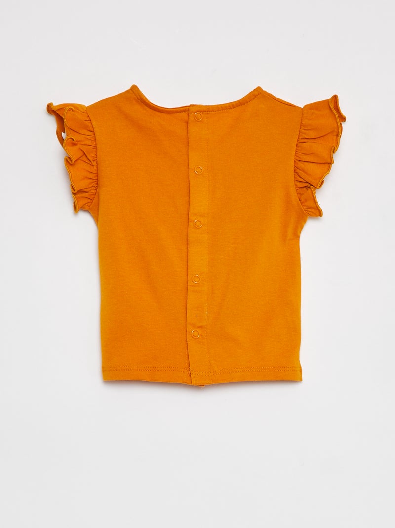 Camiseta de manga corta con volantes AMARILLO - Kiabi