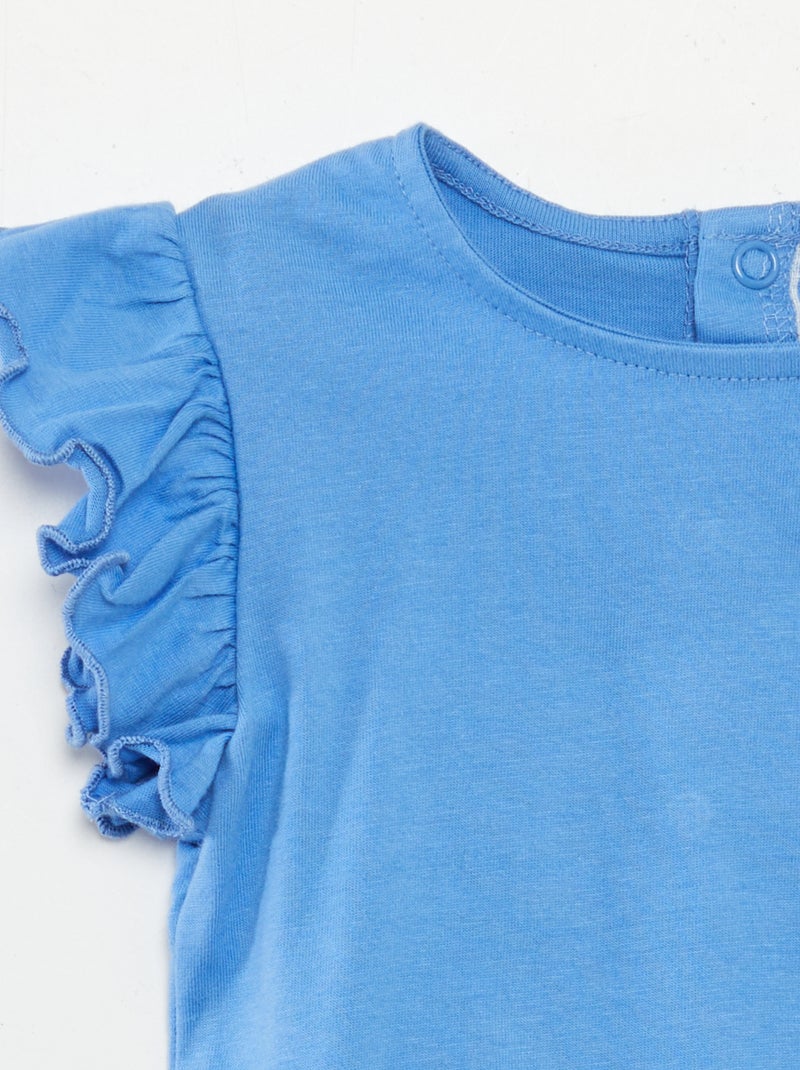Camiseta de manga corta con volantes AZUL - Kiabi