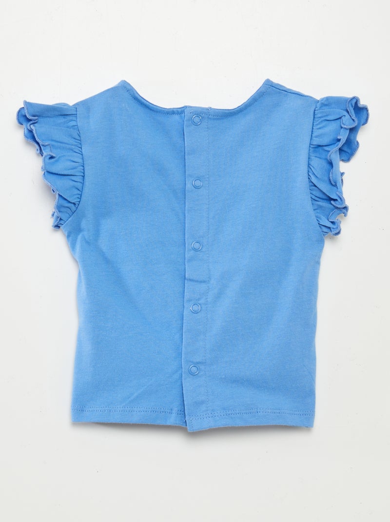 Camiseta de manga corta con volantes AZUL - Kiabi