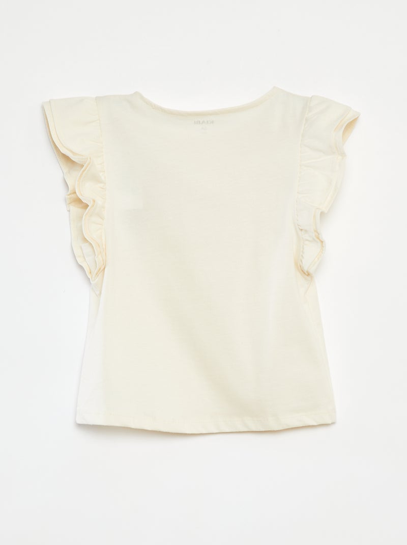 Camiseta de manga corta con volantes BLANCO - Kiabi