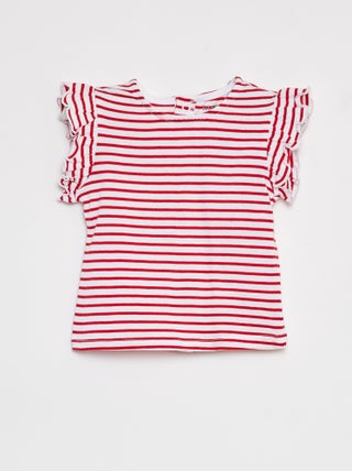 Camiseta de manga corta con volantes