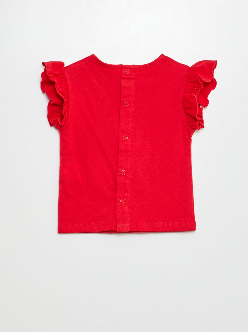 Camiseta de manga corta con volantes ROJO - Kiabi