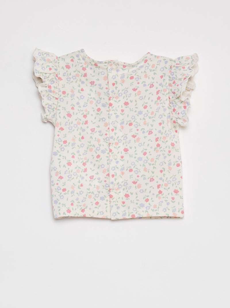 Camiseta de manga corta con volantes ROSA - Kiabi