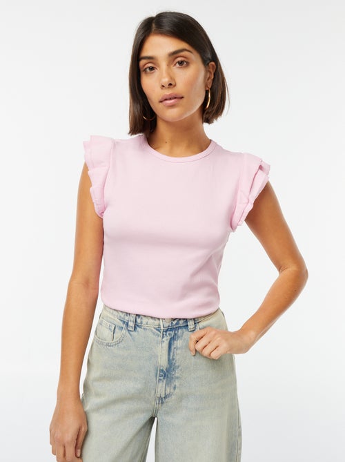 Camiseta de manga corta con volantes - Kiabi