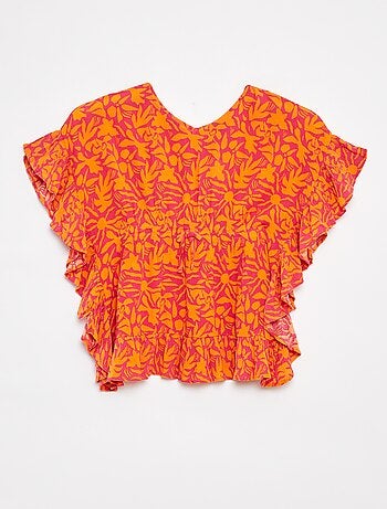 Camiseta de manga corta con volantes