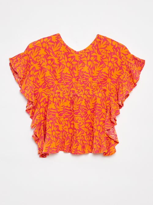 Camiseta de manga corta con volantes - Kiabi