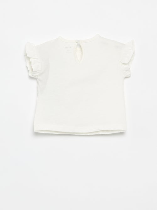 Camiseta de manga corta con volantes y bordados ingleses - Kiabi
